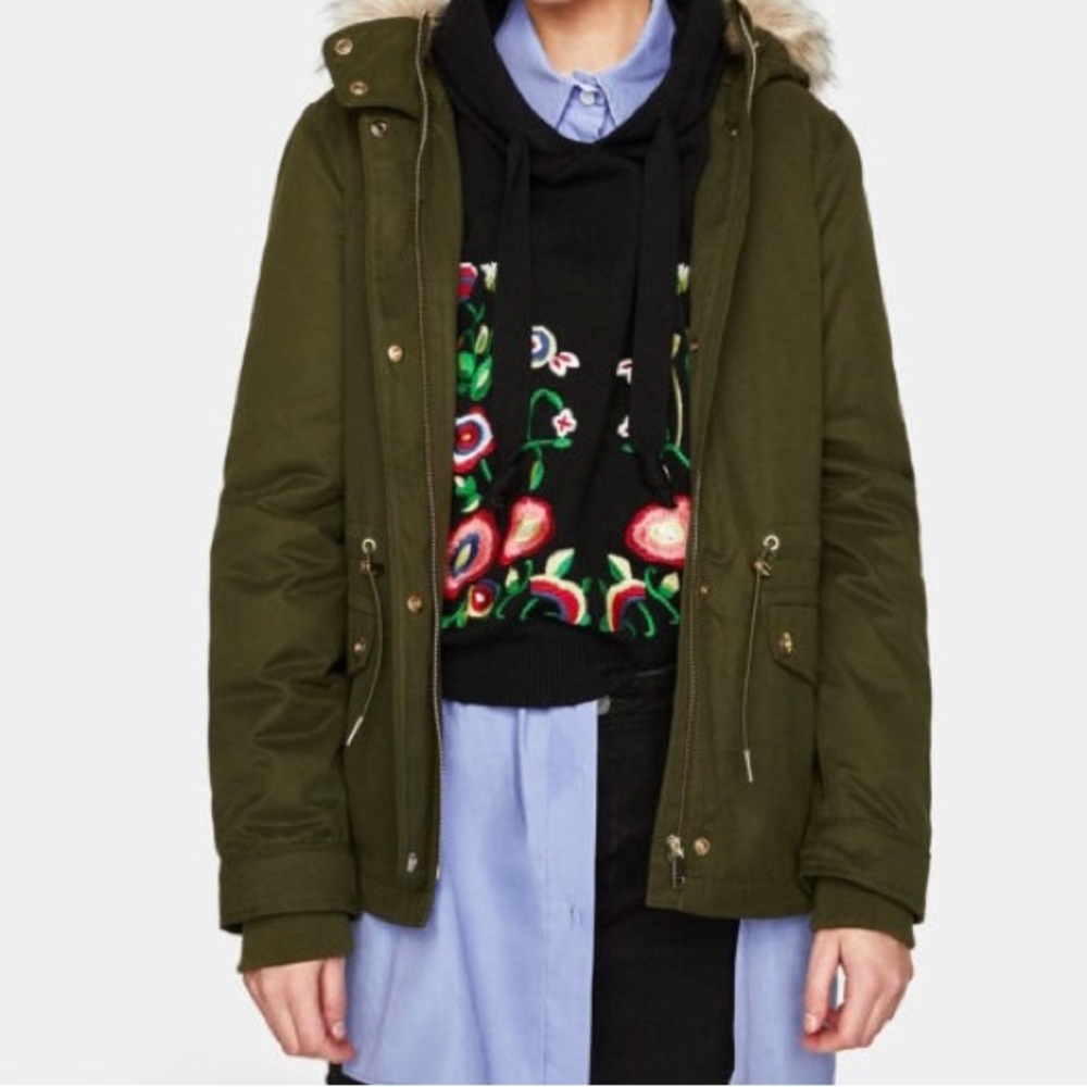 ZARA Khaki Fall/Winter Jacket - Picture 2 of 11